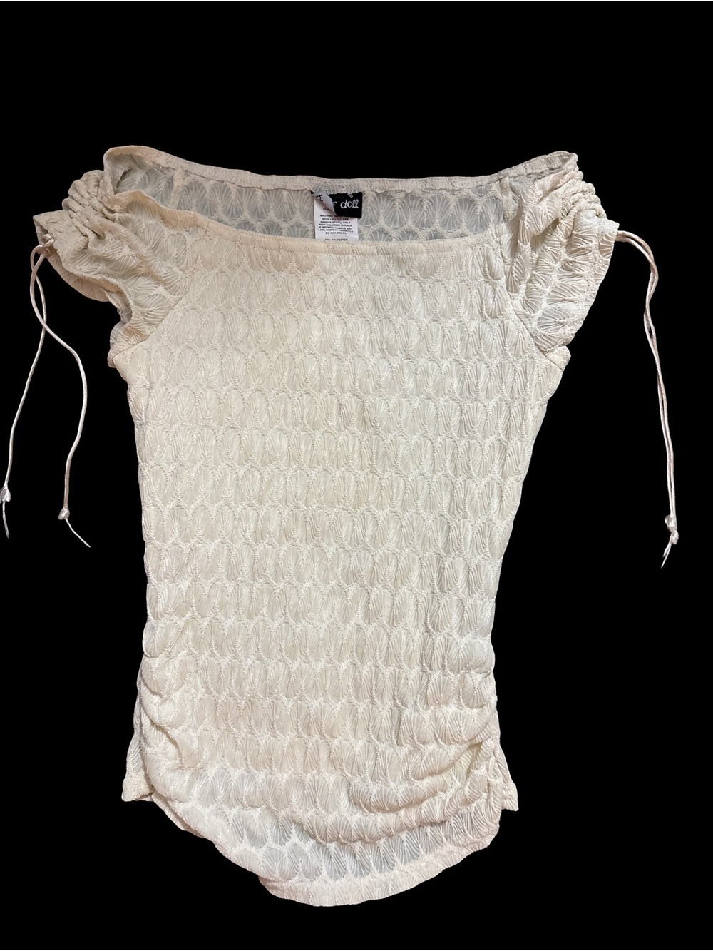 paper doll Y2K Cream Textured Short Sleeve Camisole
